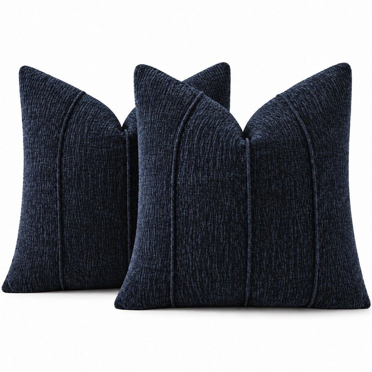 2 Pack Solid Textured Throw Pillow Covers 18 x 18 Inch with Hidden Zipper