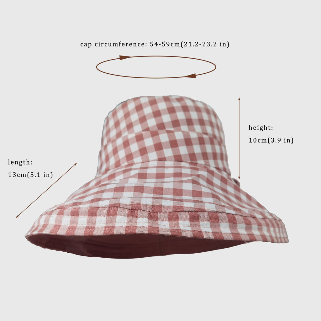 Anna-Kaci Women's Reversible Checkered Bucket Hat with Chin Strap