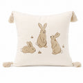 Rabbit Embroidered Throw Pillow Cover Textured Bunny Square Decorative Cushion Cover