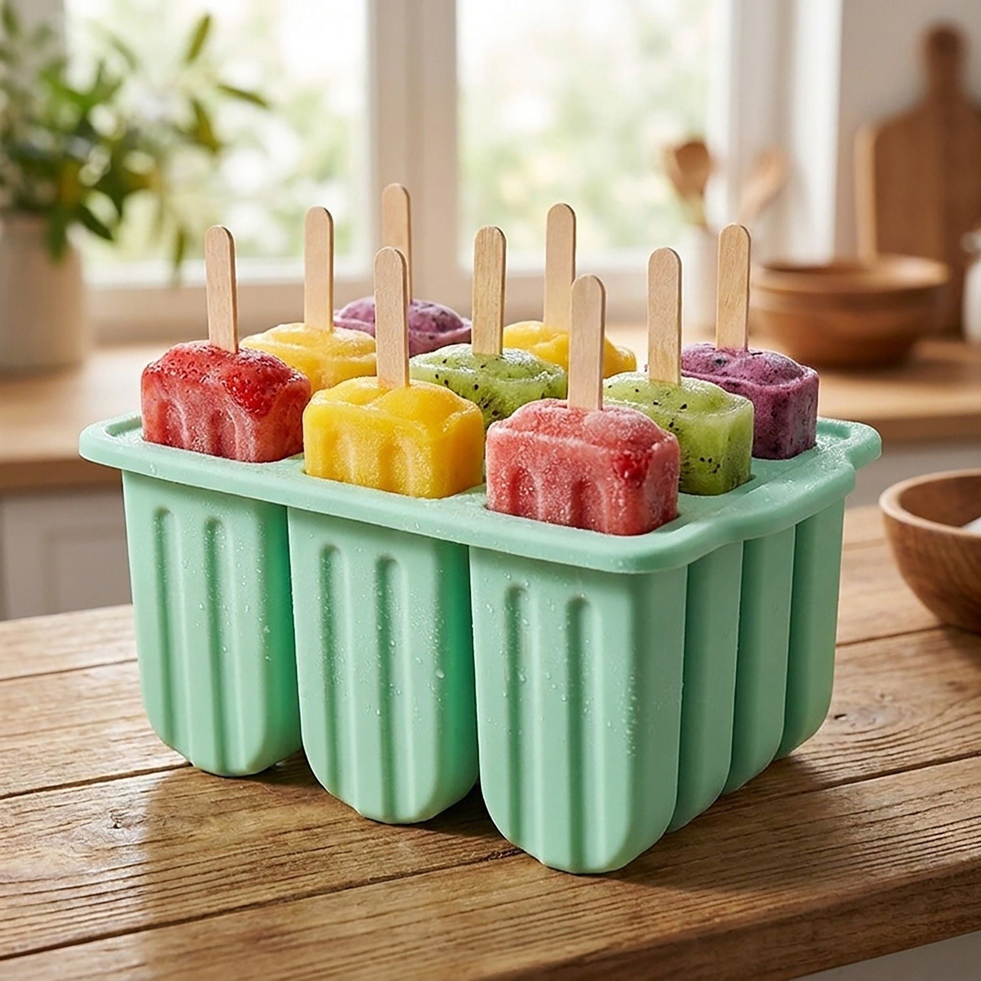 12-Cavity Popsicle Mold - Homemade Ice Pop Maker with Lid