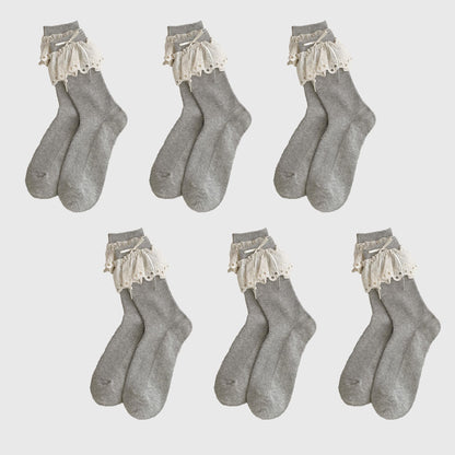 Anna-Kaci Women's Summer Ruffled Lace - Trim Ankle Socks 6Pk