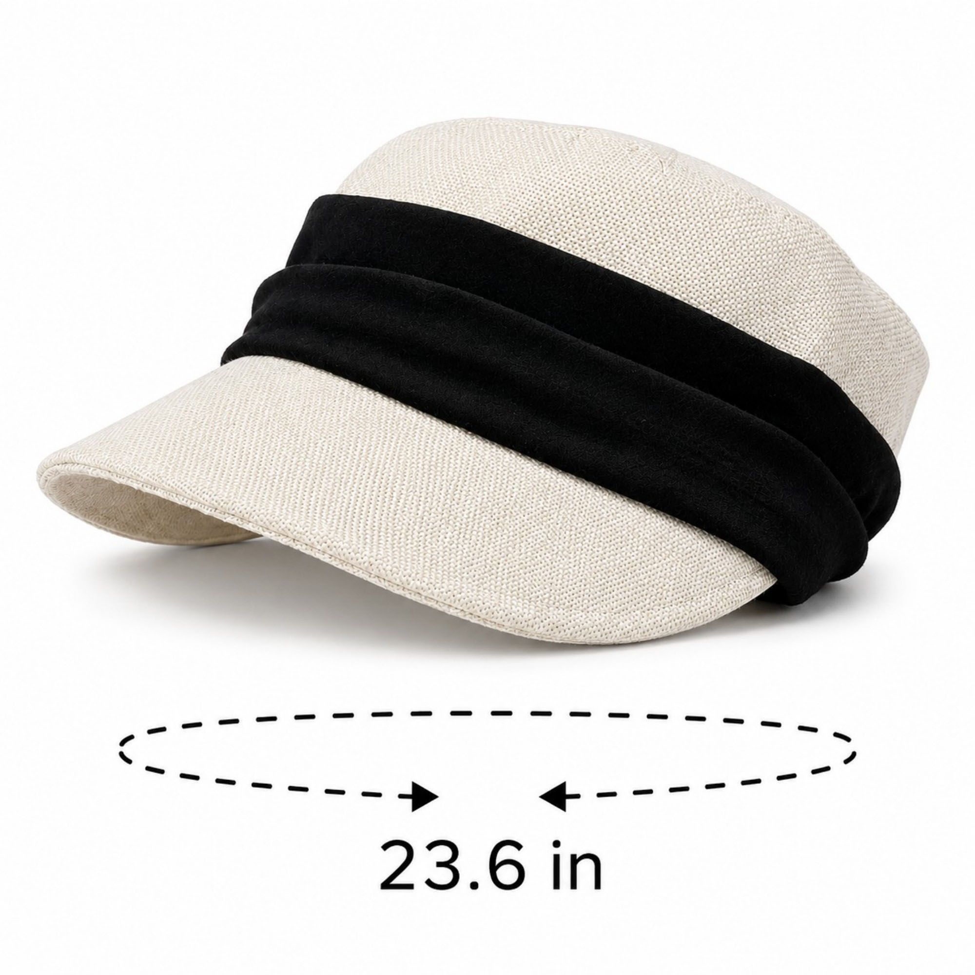 Woven Cadet Cap with Contrast Fabric Band and Short Brim