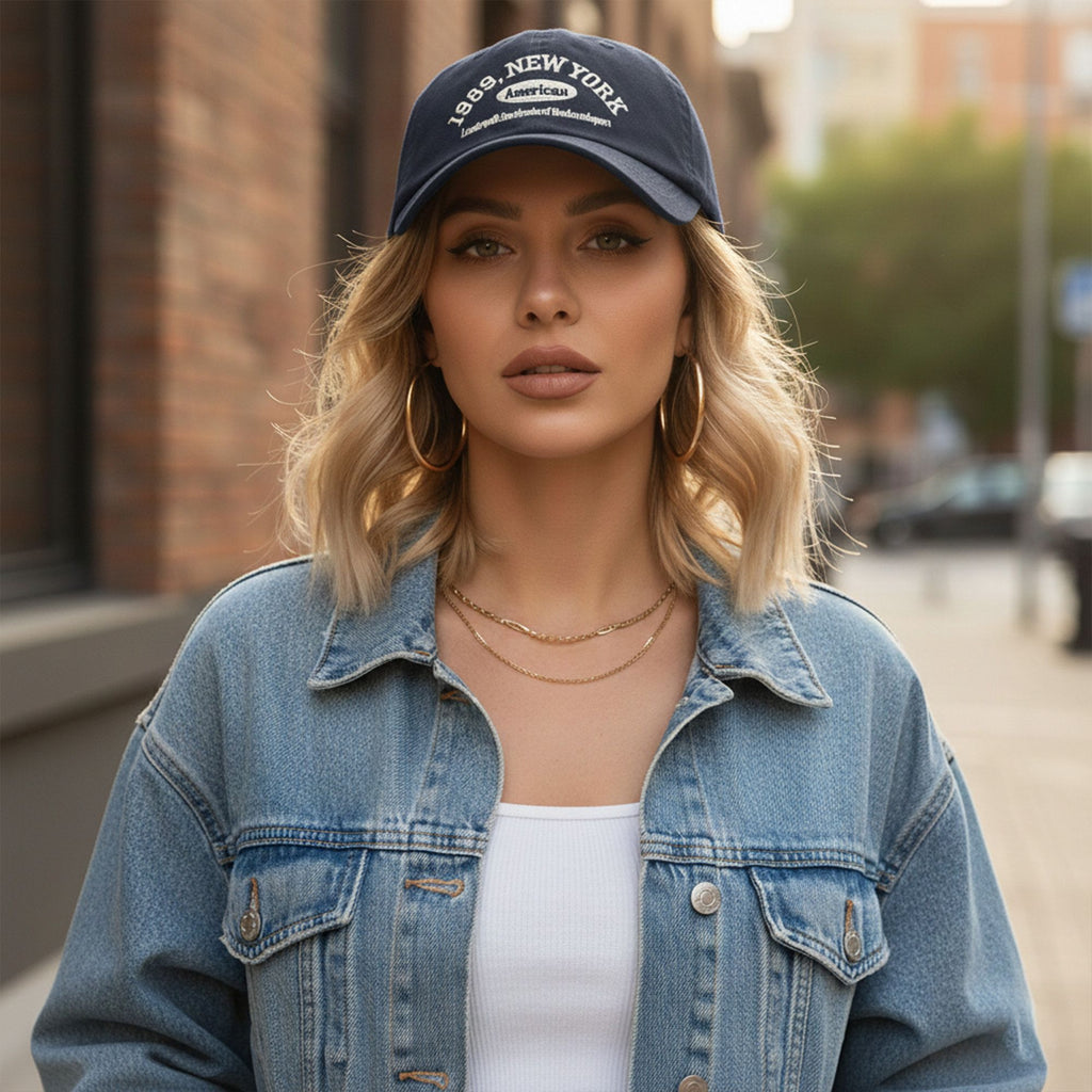Anna-Kaci Cotton Baseball Cap with Embroidered Lettering Adjustable Strap Back