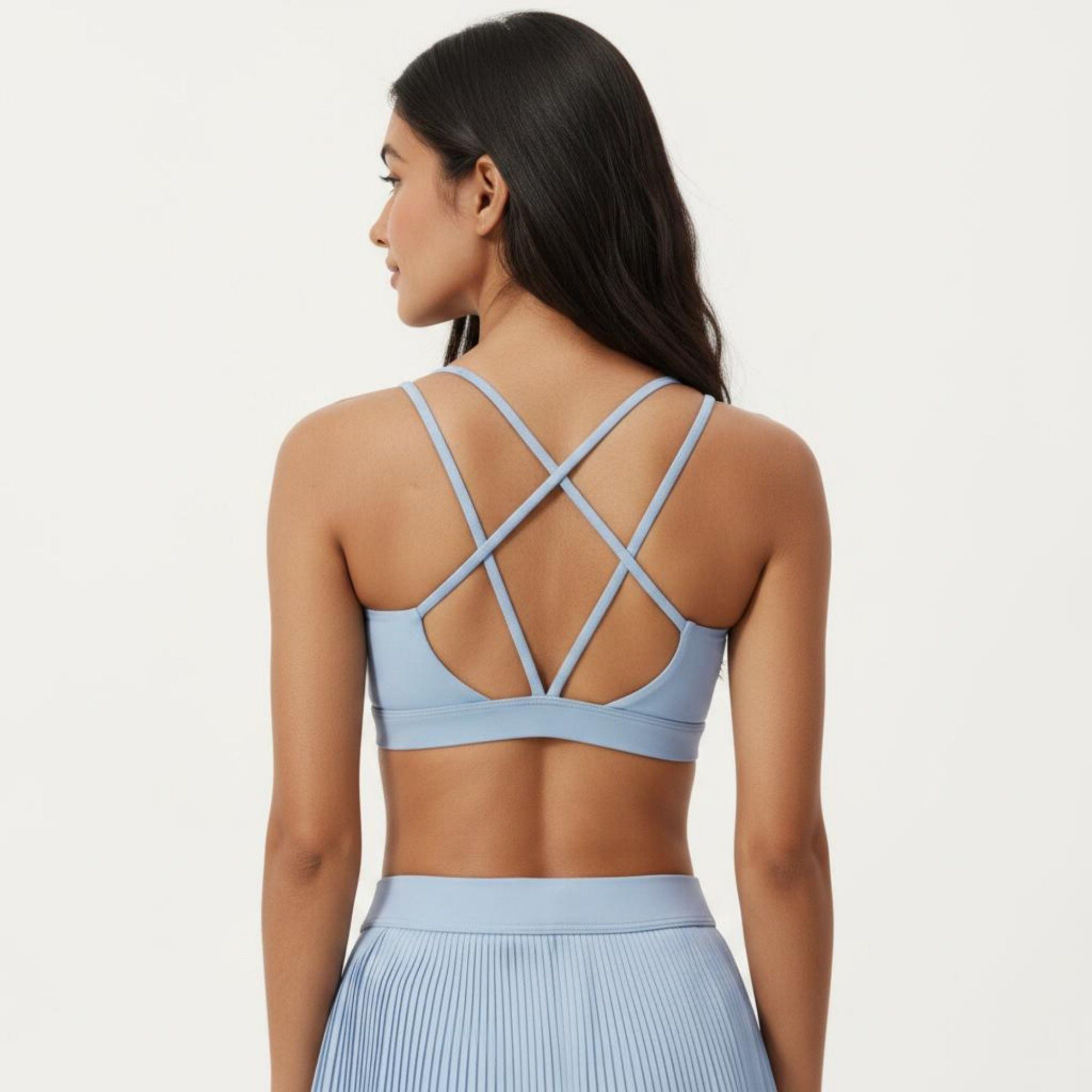 Anna-Kaci Active Women's Crisscross Back Sports Bra with Square Neck and Smooth Stretch Fit