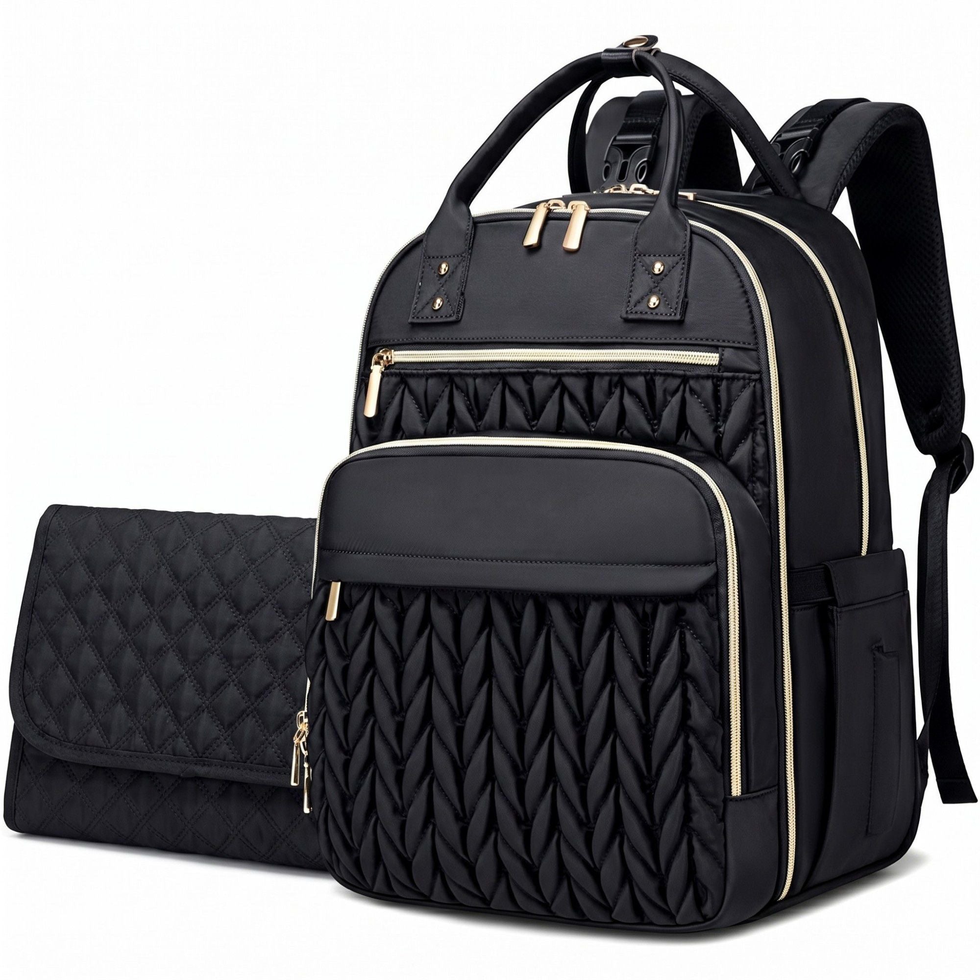 Diaper Bag Backpack with Changing Pad Multi Pocket Bag Stroller Strap Large Capacity Maternity Organizer 12x9x16.7in