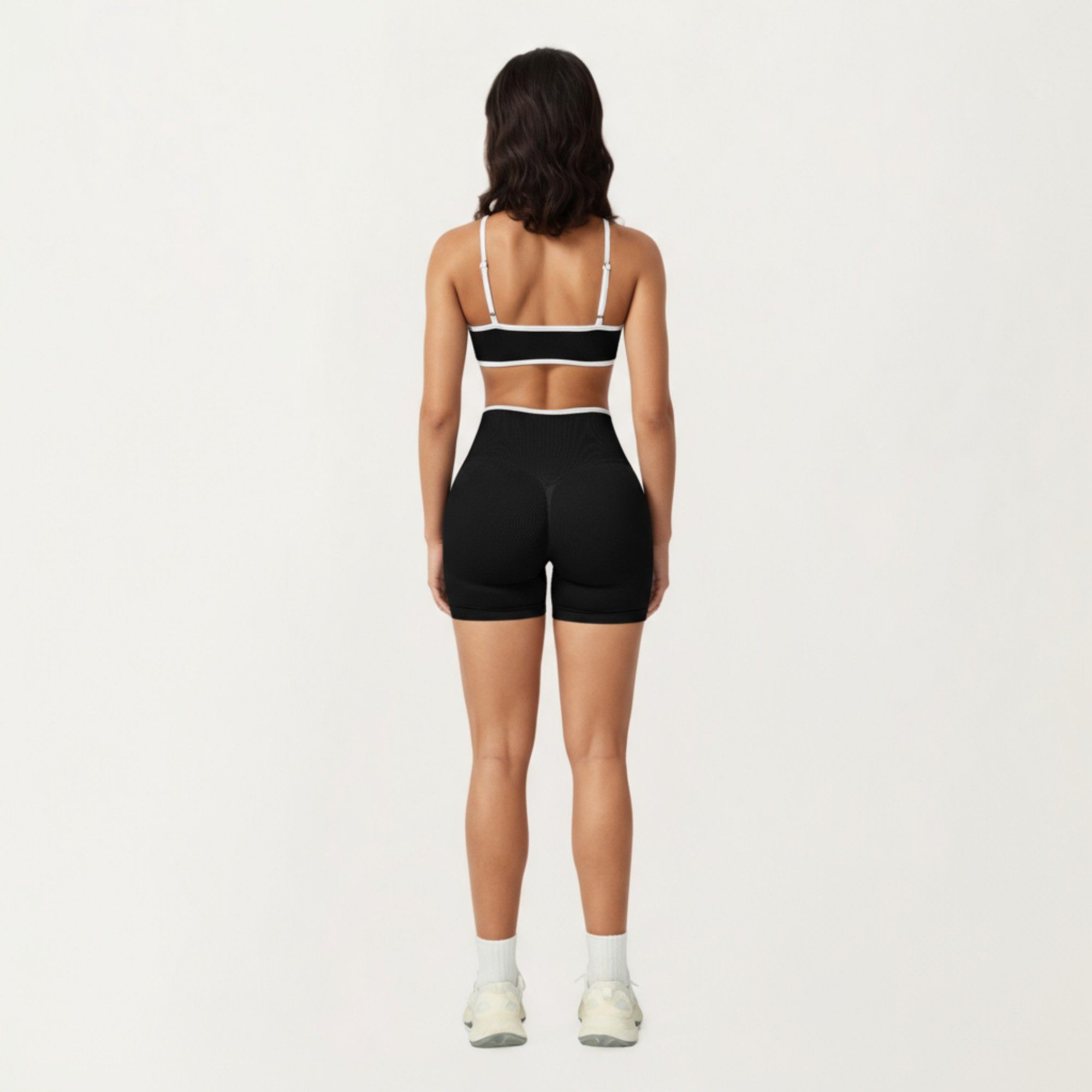 Anna-Kaci Active Women's Contrast Trim Scoop Neck Sports Bra with Adjustable Spaghetti Straps