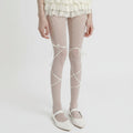 Anna-Kaci Women's Sheer Lace Pattern Tights with Ribbon Bow Wrap Detail and Stretch Fit