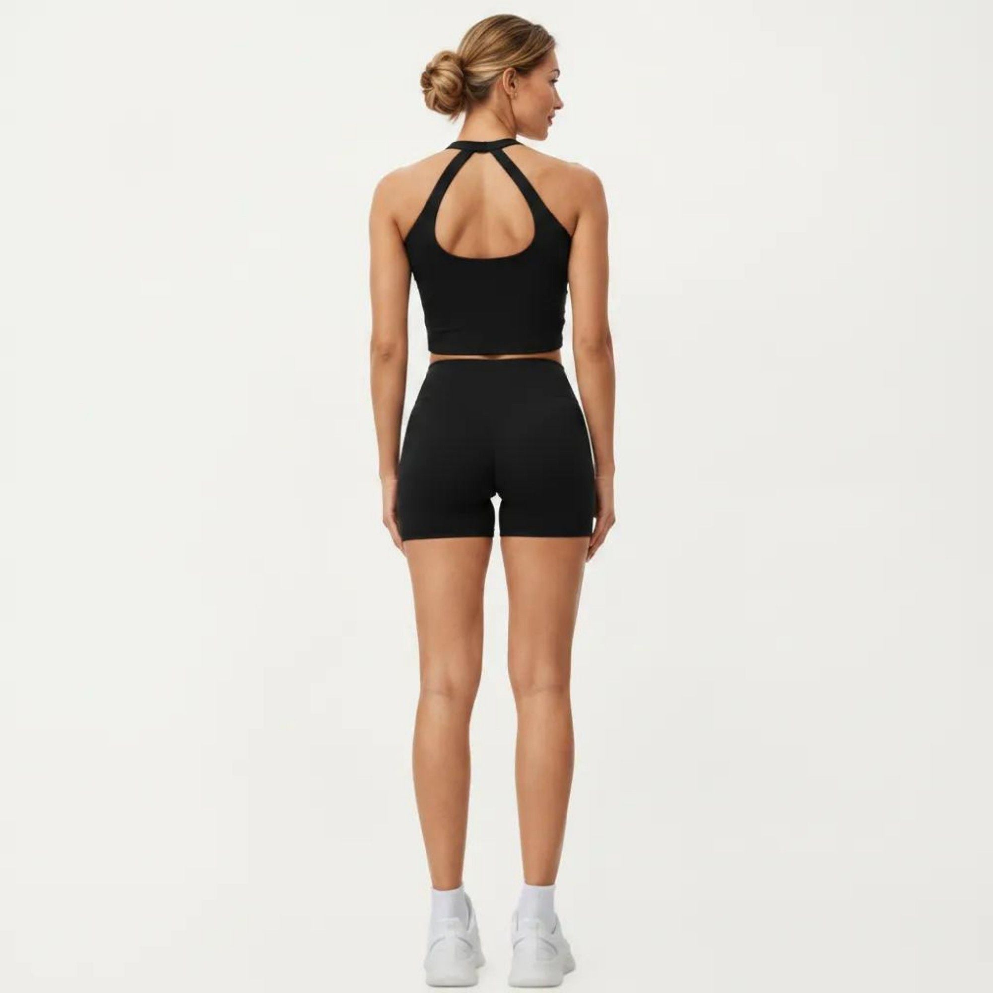 Anna-Kaci Active Women's High Neck Longline Sports Bra with Open Back and Cropped Active Fit