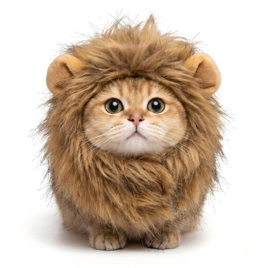 Pet Lion Mane Costume with Faux Fur Hood and Ear Detail Soft Plush Dress Up Outfit for Cats and Dogs
