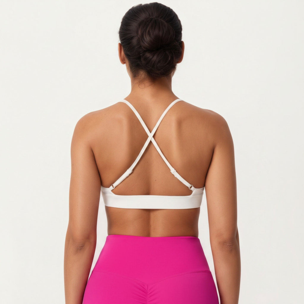 Anna-Kaci Active Women's Triangle Sports Bra with Adjustable Cross Back Straps and Smooth Band
