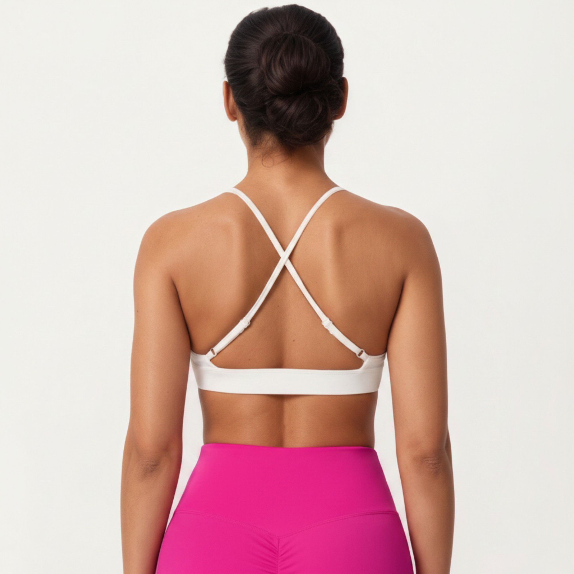 Anna-Kaci Active Women's Triangle Sports Bra with Adjustable Cross Back Straps and Smooth Band