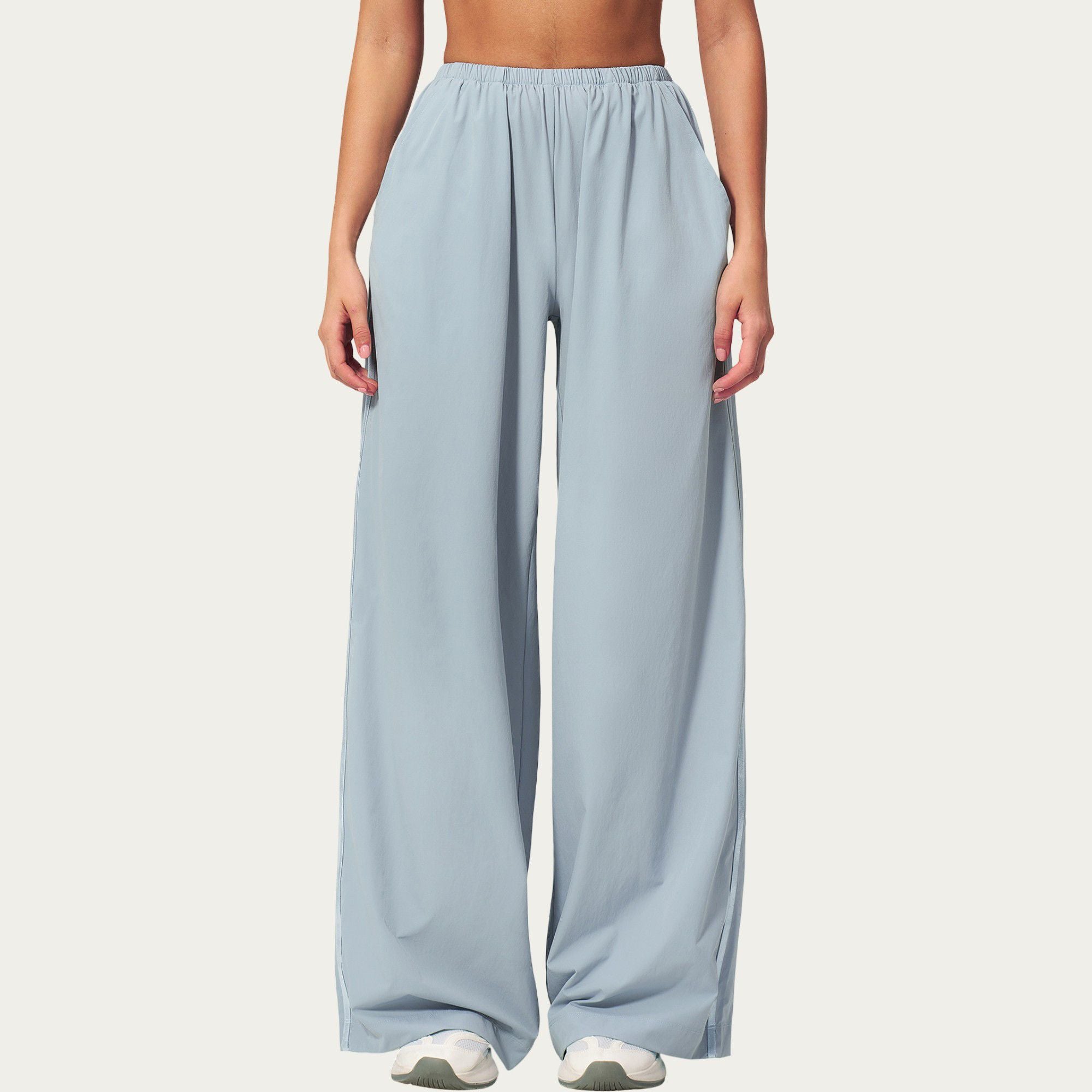 Anna-Kaci Active Women's Wide Leg Lounge Pants with Elastic Waistband and Relaxed Draped Fit