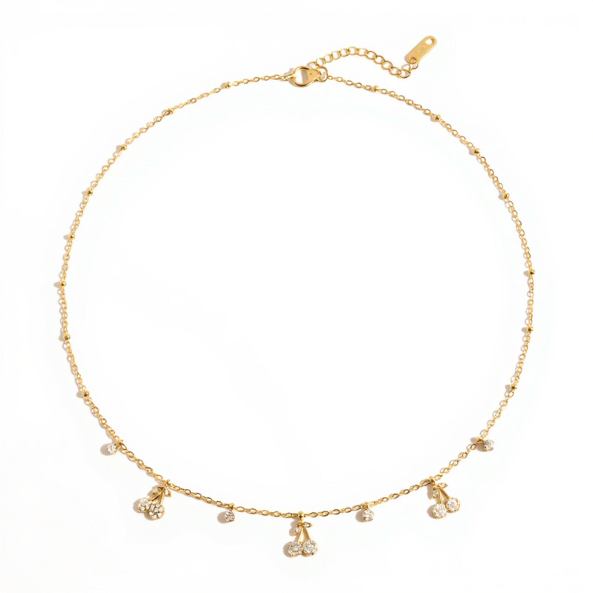 Delicate Chain Necklace with Droplet Cluster Charms and Sparkling Accents for an Elegant Feminine Look and Refined Everyday Style