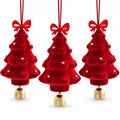 3 Pack Christmas Tree Ornaments with Bow and Bell Hanging Holiday Decorations