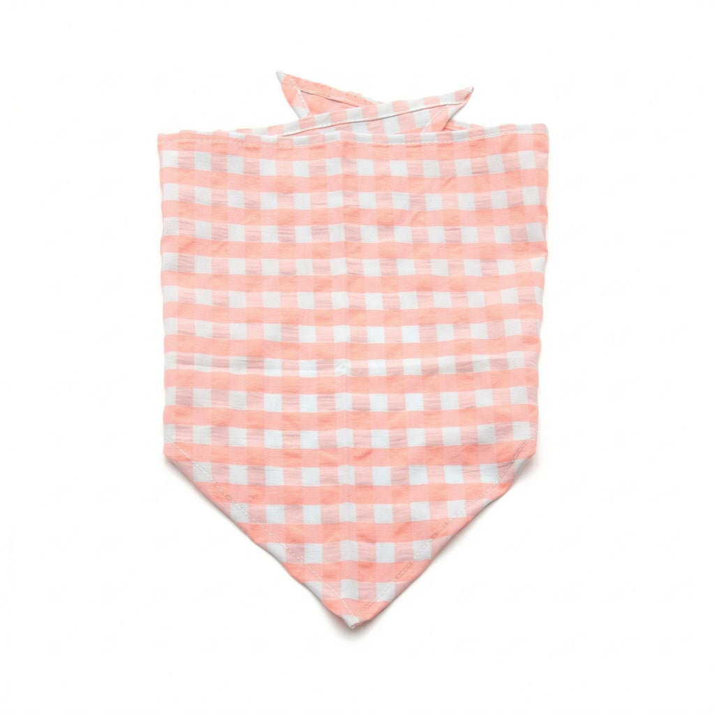 Large Pet Bandana Scarf Pink Gingham Triangle Bib for Dogs and Cats Neckerchief