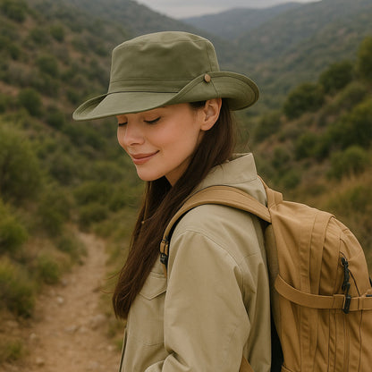 Anna-Kaci Foldable Wide Brim Bucket Hat with Chin Strap for Sun Protection and Outdoor Hiking Travel Beach Adventures