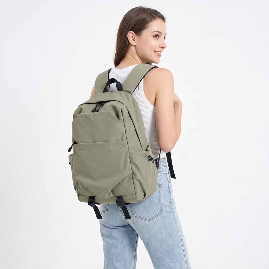 Large Casual Backpack with Multiple Pockets Adjustable Straps and Buckle Details