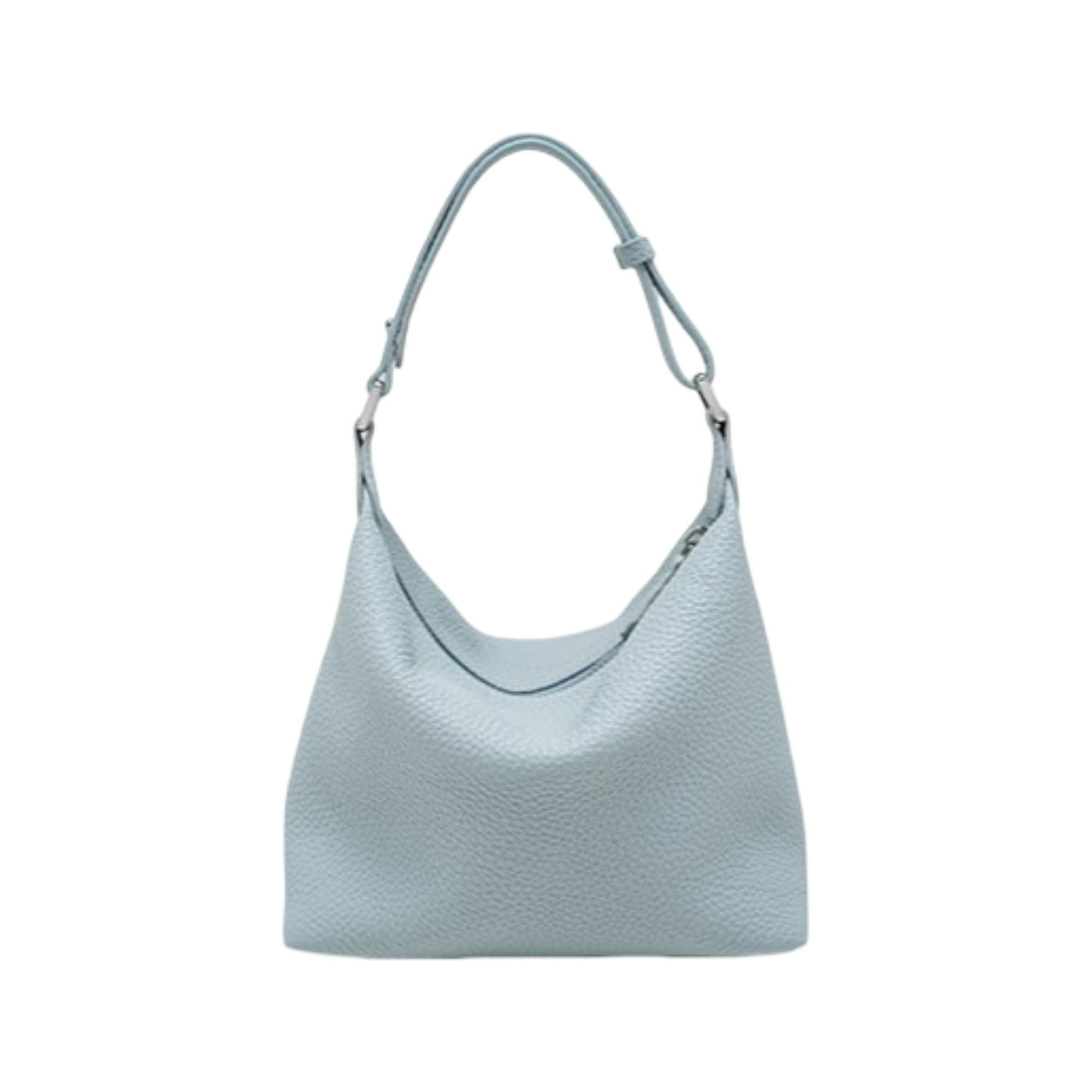 Pebbled Leather Hobo Shoulder Bag with Adjustable Strap and Convertible Crossbody Design