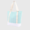 Anna-Kaci Women's Striped Canvas Tote Bag - Large Capacity Beach and Shopping Shoulder Bag