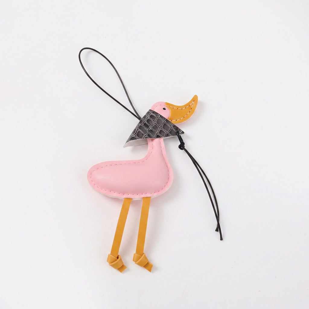 Duck Bag Charm with Beak and Patterned Scarf Accent