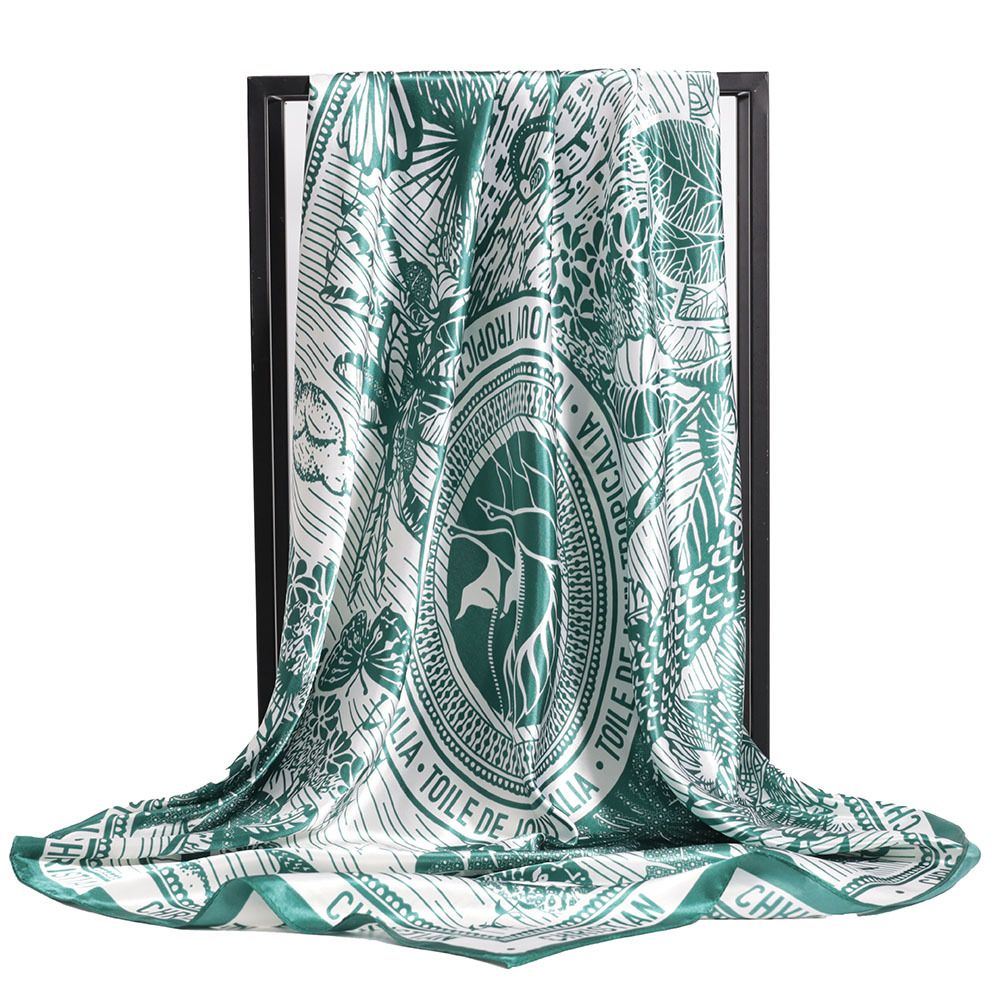Anna-Kaci Women's Oversized Botanical Satin Scarf Silk Touch Square Head Wrap 35 Inch