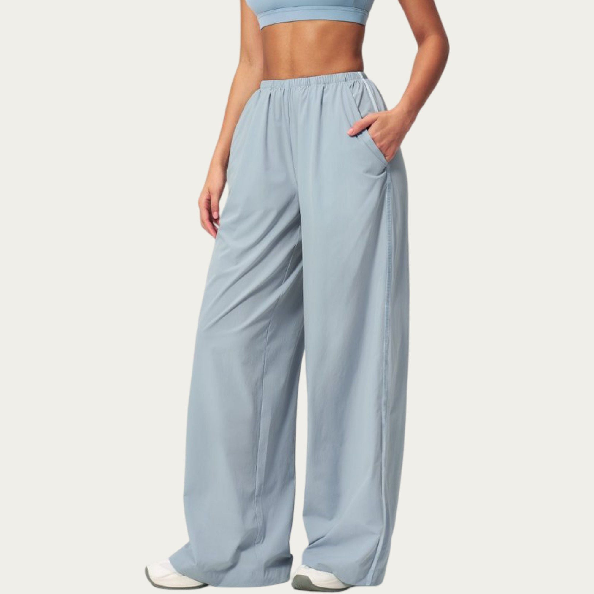 Anna-Kaci Active Women's Wide Leg Lounge Pants with Elastic Waistband and Relaxed Draped Fit
