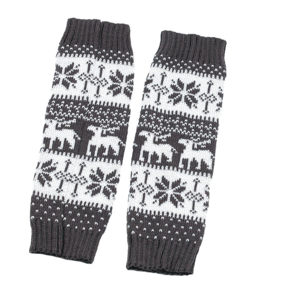 Anna-Kaci Fair Isle Knit Leg Warmers with Soft Stretch Ribbed Cuffs and Festive Patterned Design for Cozy Winter Layering