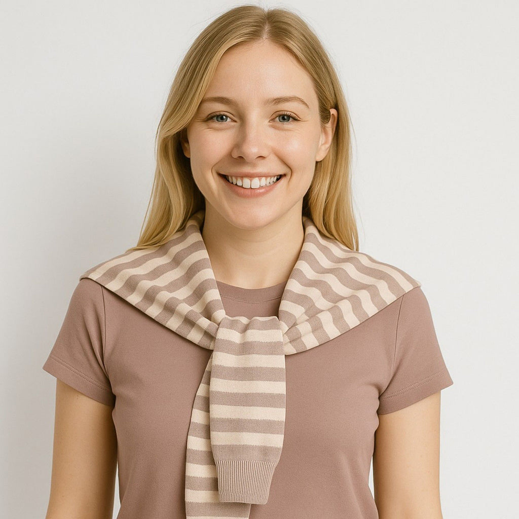 Anna-Kaci Women's Striped Knit Shoulder Sweater Accessory with Soft Lightweight Fabric 33.5x9.8 inches