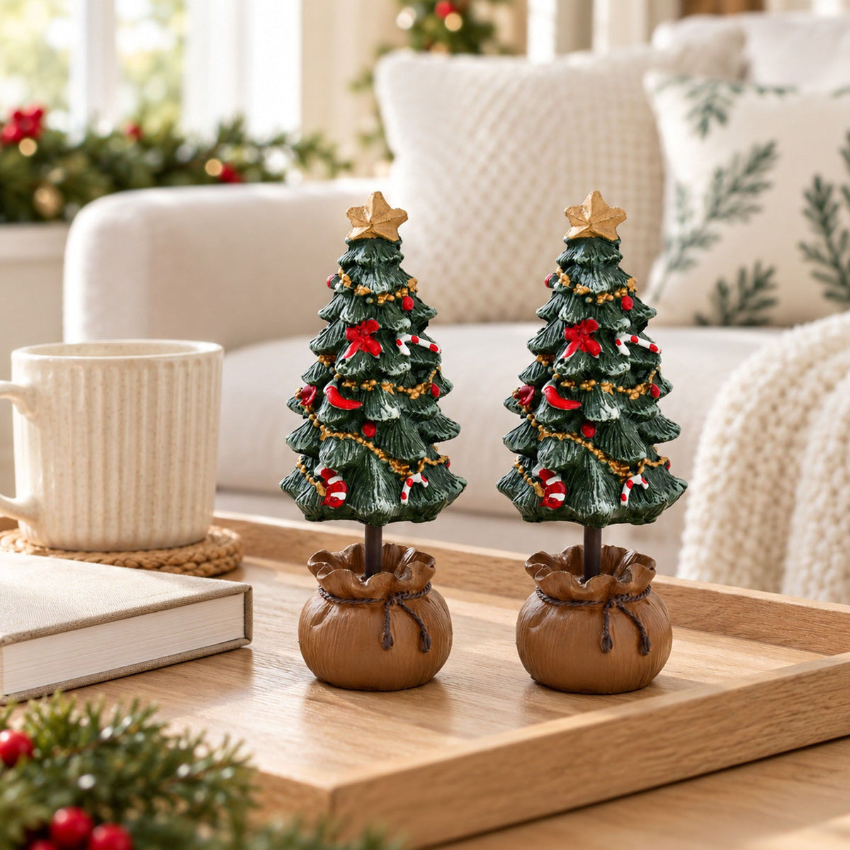 Mini Resin Christmas Tree Tabletop Holiday Decoration