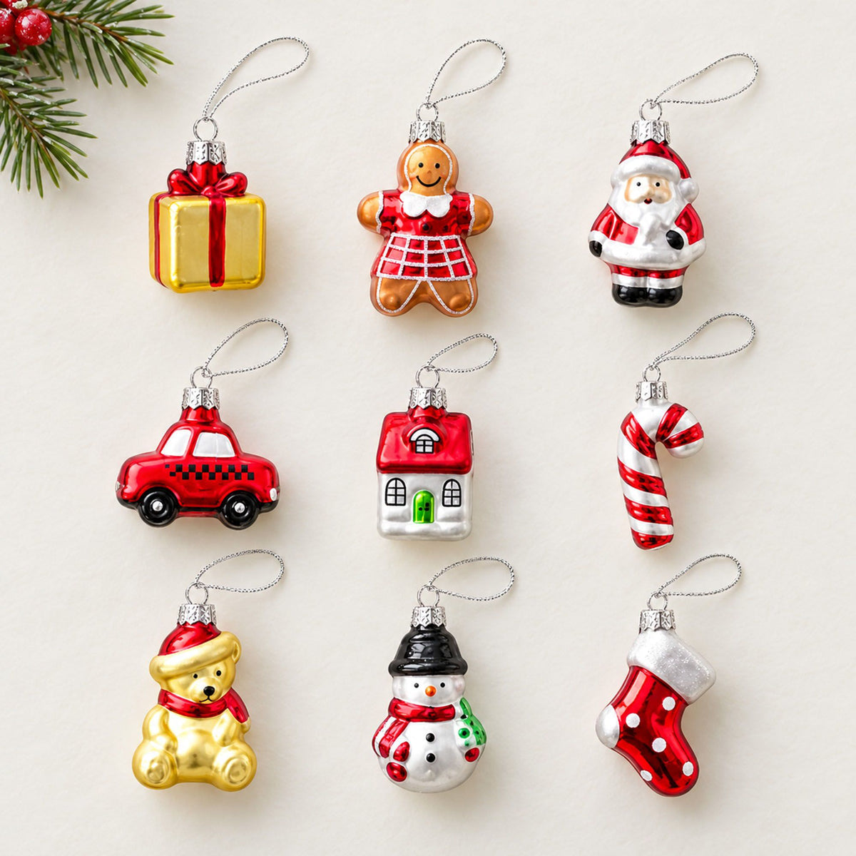 9 Piece Assorted Christmas Tree Hanging Ornament Gift Set