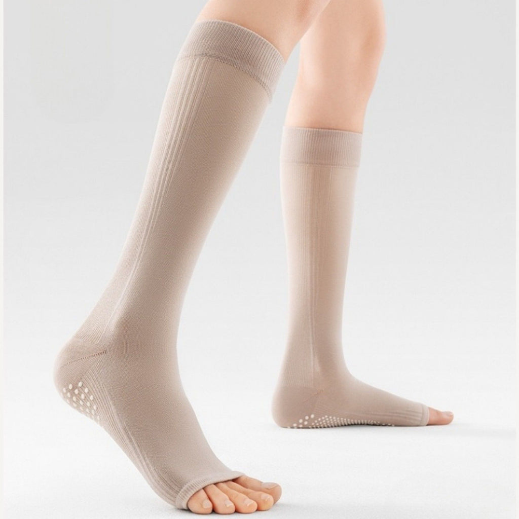 Anna-Kaci Women's Knee High Grip Socks with Anti-Slip Sole for Barre, Yoga, Dance, and Pilates 2-Pack