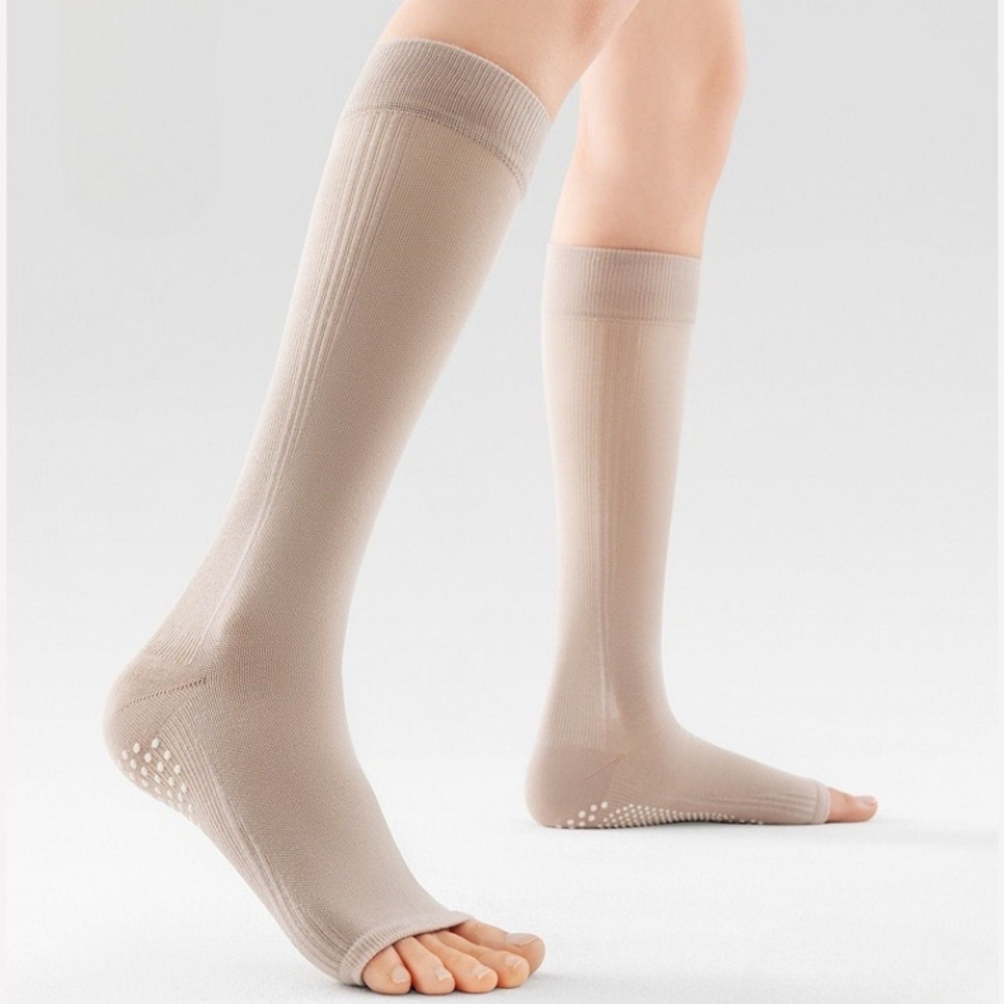 Anna-Kaci Women's Knee High Grip Socks with Anti-Slip Sole for Barre, Yoga, Dance, and Pilates 2-Pack