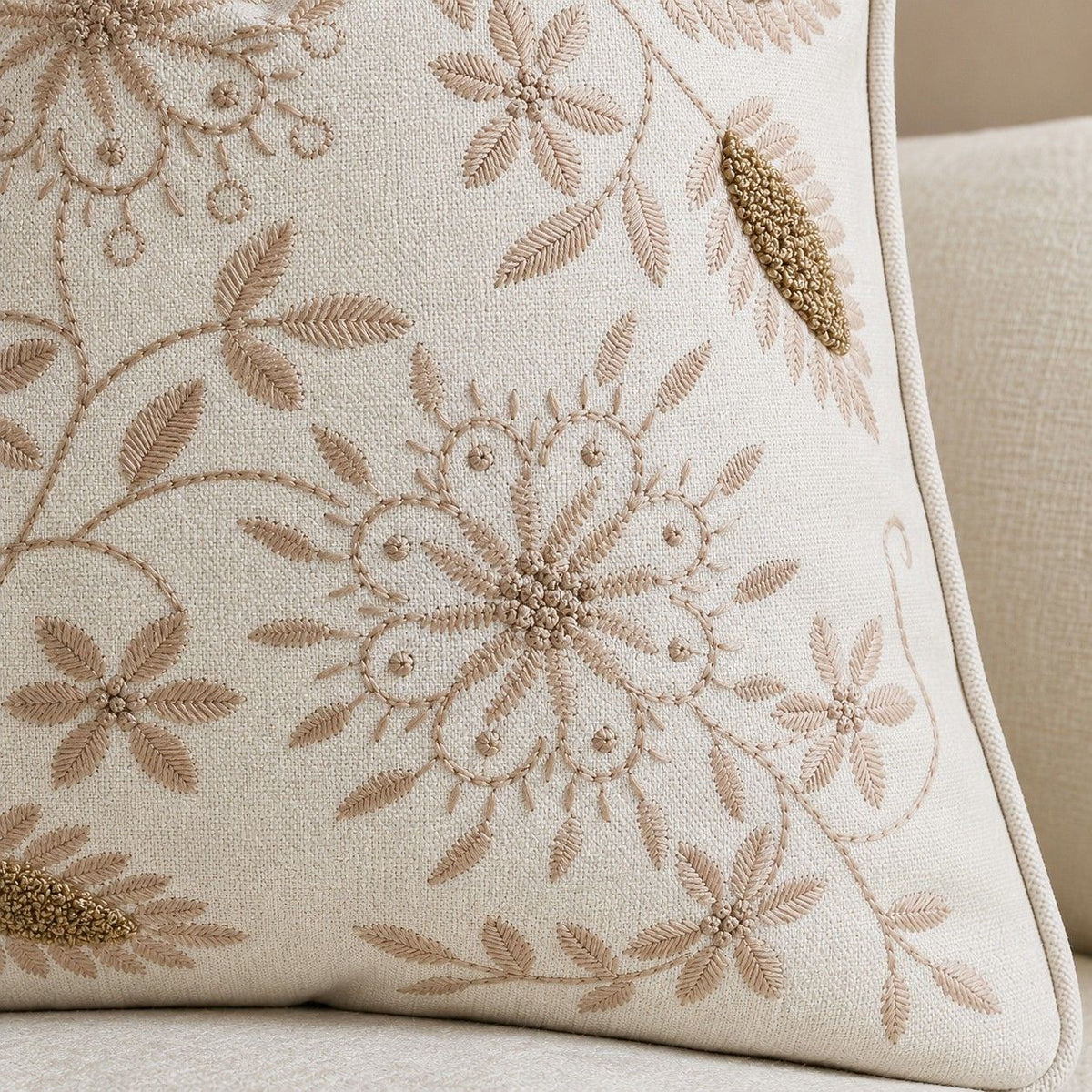 2 Pack Embroidered Floral Throw Pillow Covers 18 x 18 and 12 x 20 Inch