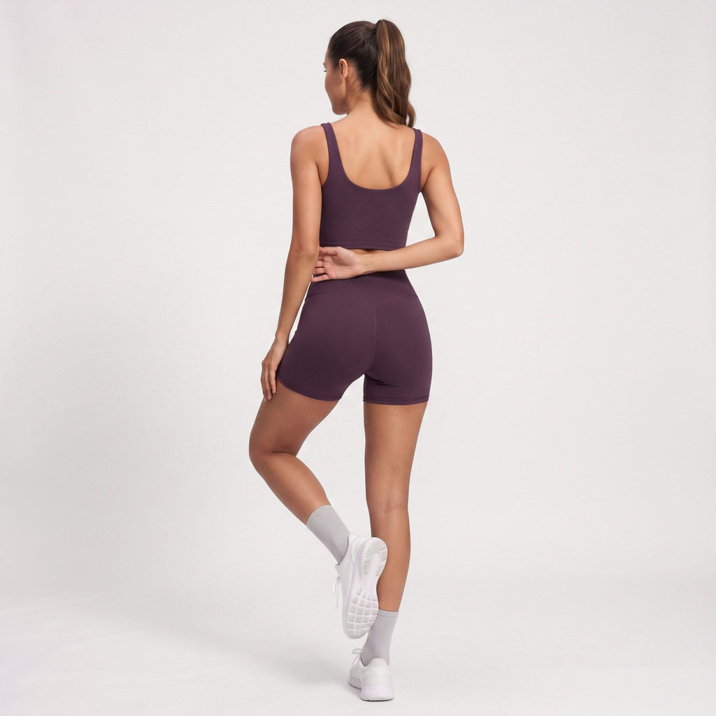 High Waist Biker Shorts Fitted Mid Thigh Athletic Bottoms for Yoga Running Gym Training