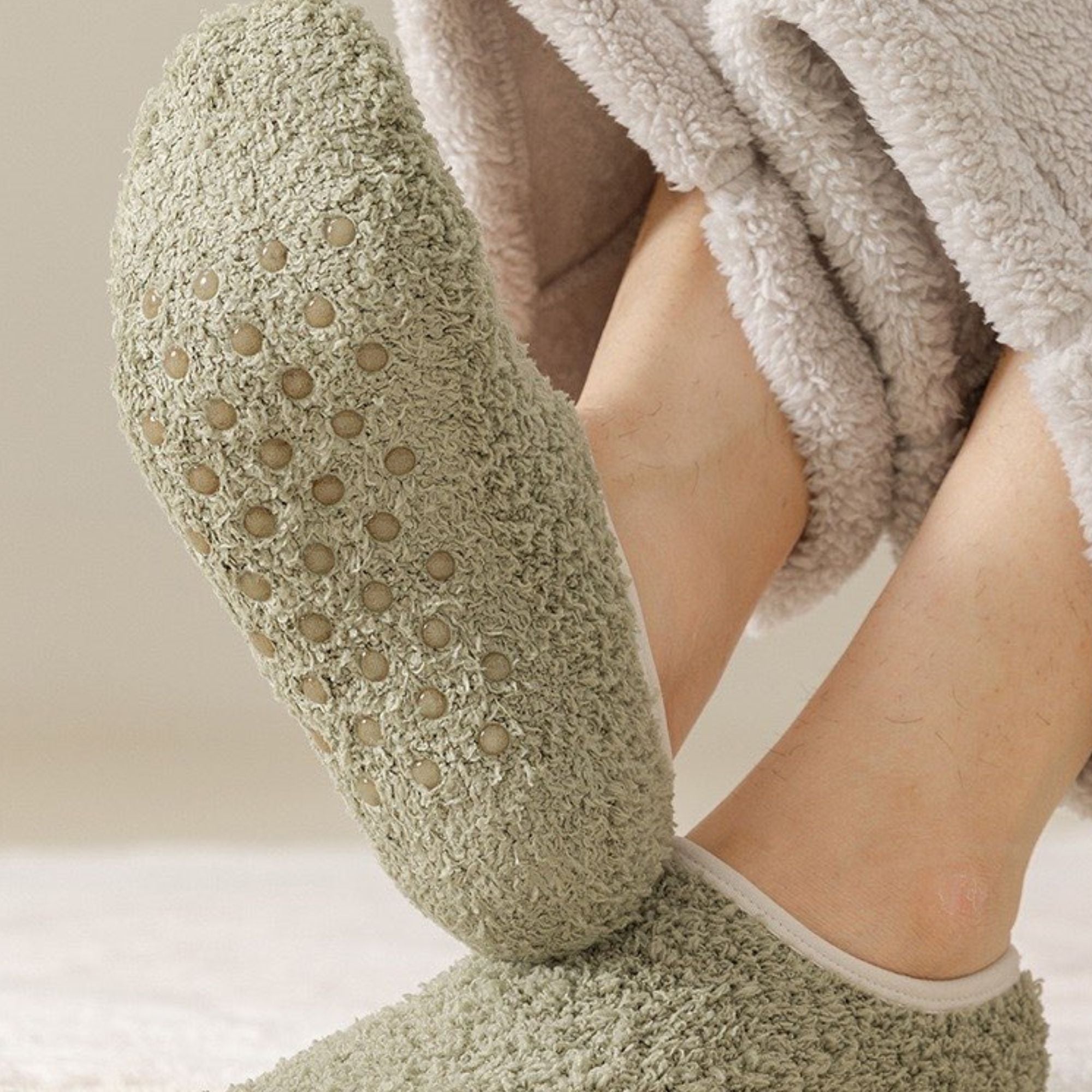 Anna-Kaci Men's 3-Pack Fuzzy Grip Socks Low Cut Non-Slip Indoor Slipper Lounge Fit