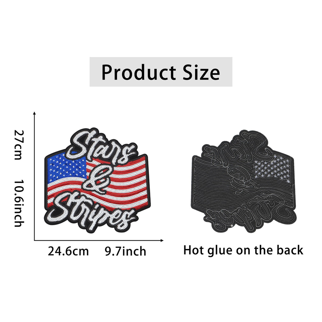 Independence Day Sequin American Flag Iron On Patch Glitter Patriotic USA 4th of July Craft Sewing Embroidery Clothing Patch Decoration