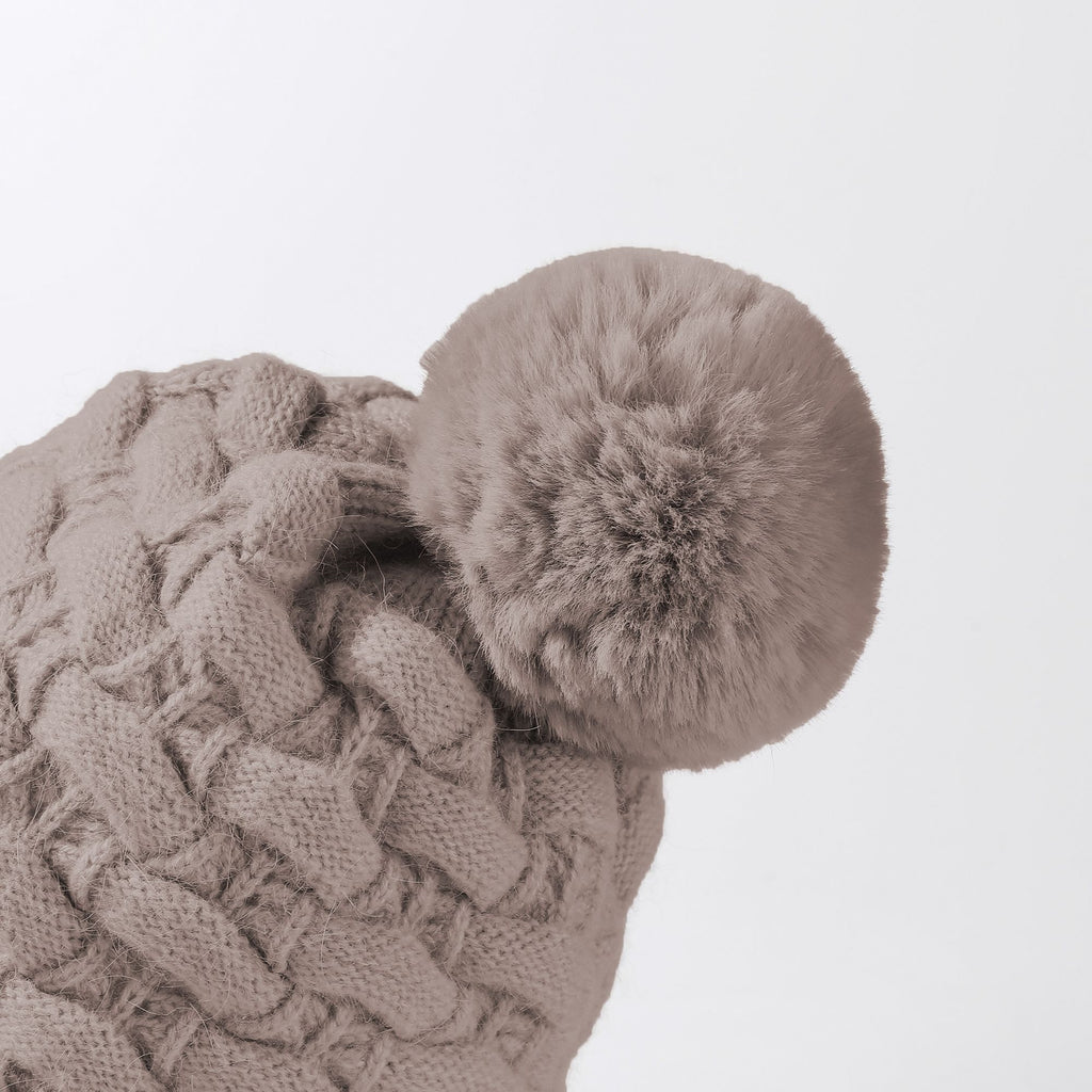 Anna-Kaci Women's Knit Trapper Hat with Pom - Poms