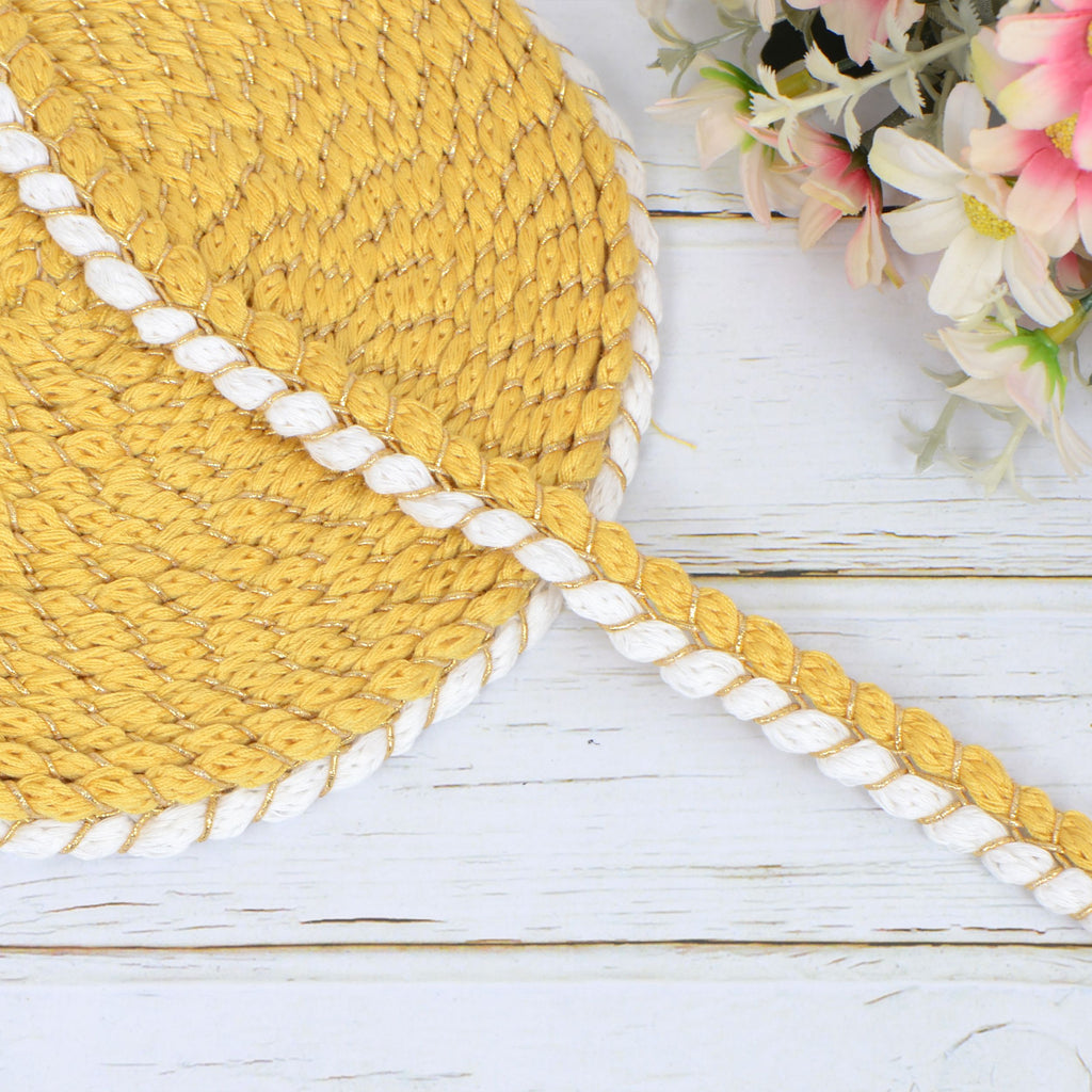 Sewing Braid Trim, 11 Yards 0.6 Inch Twisted Cotton Cord Trim, Handmade DIY Craft Embellishment Costume Garment Decor Accessory