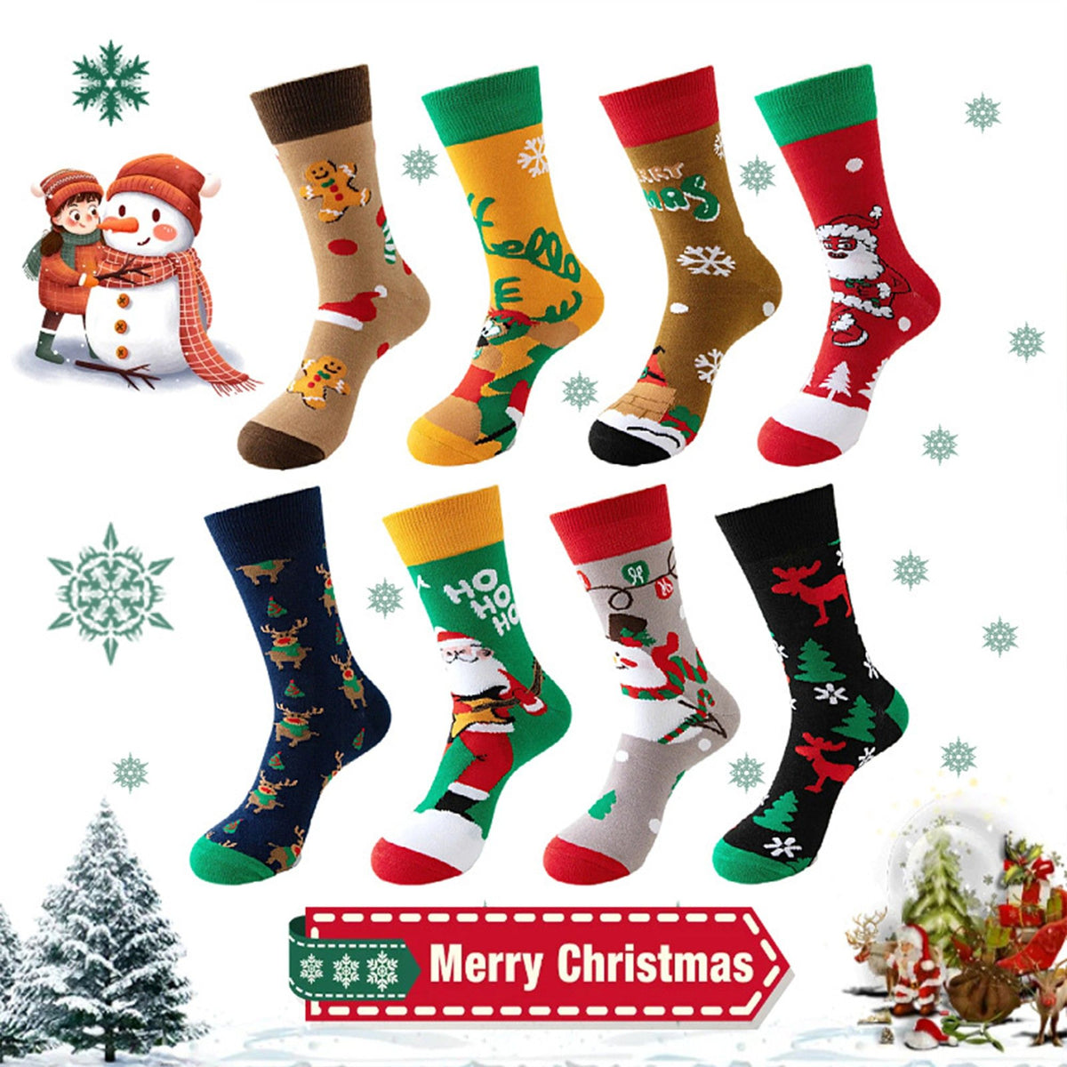 Holiday Novelty 3 Pack Crew Socks Assorted Festive Christmas Patterns