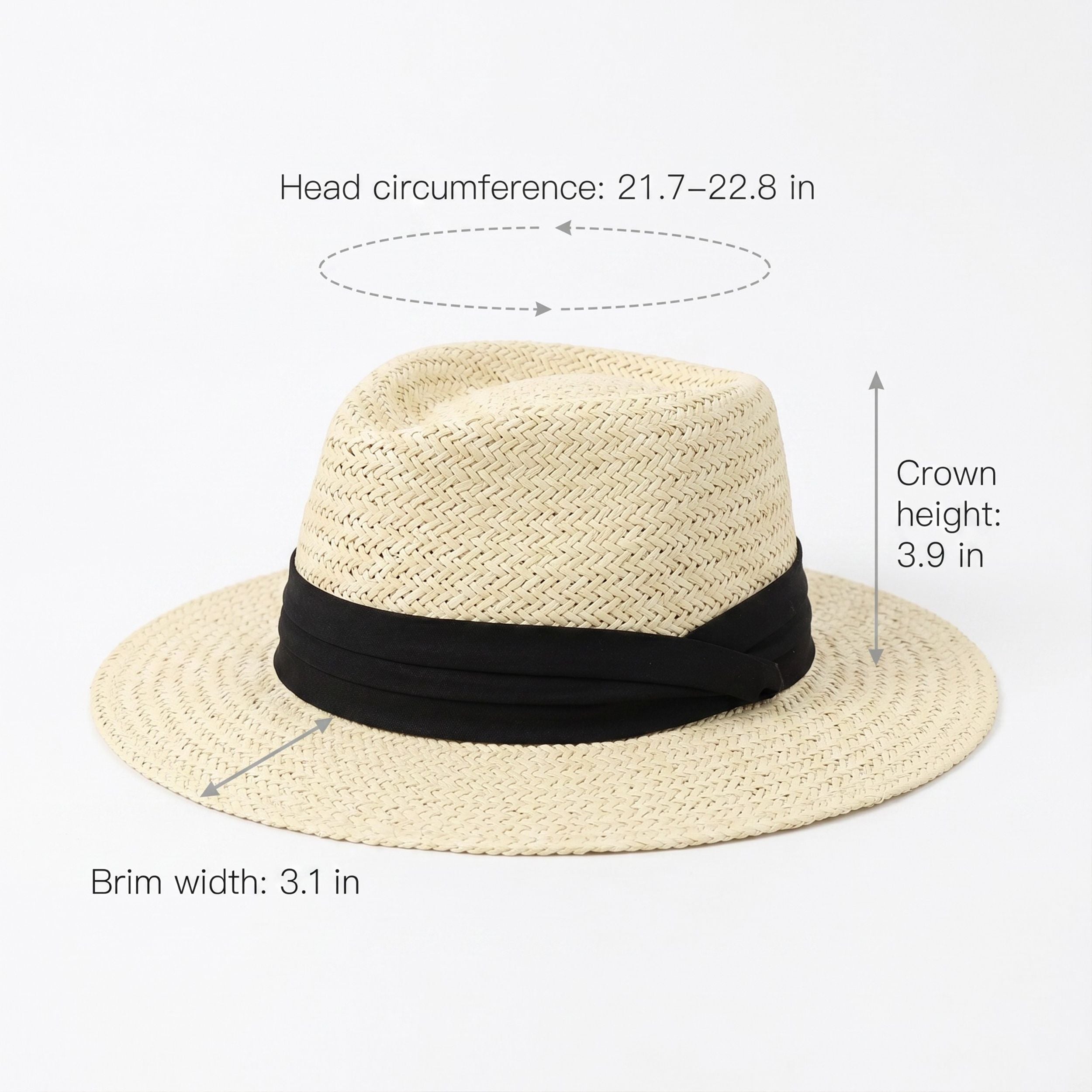 Straw Boater Hat Flat Top Wide Brim Summer Beach Sun Hat Lightweight