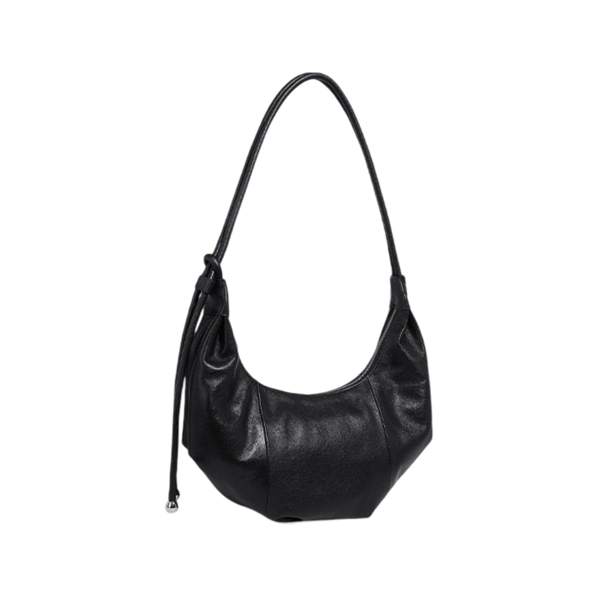 Slouchy Crescent Shoulder Bag with Genuine Leather Finish and Adjustable Strap