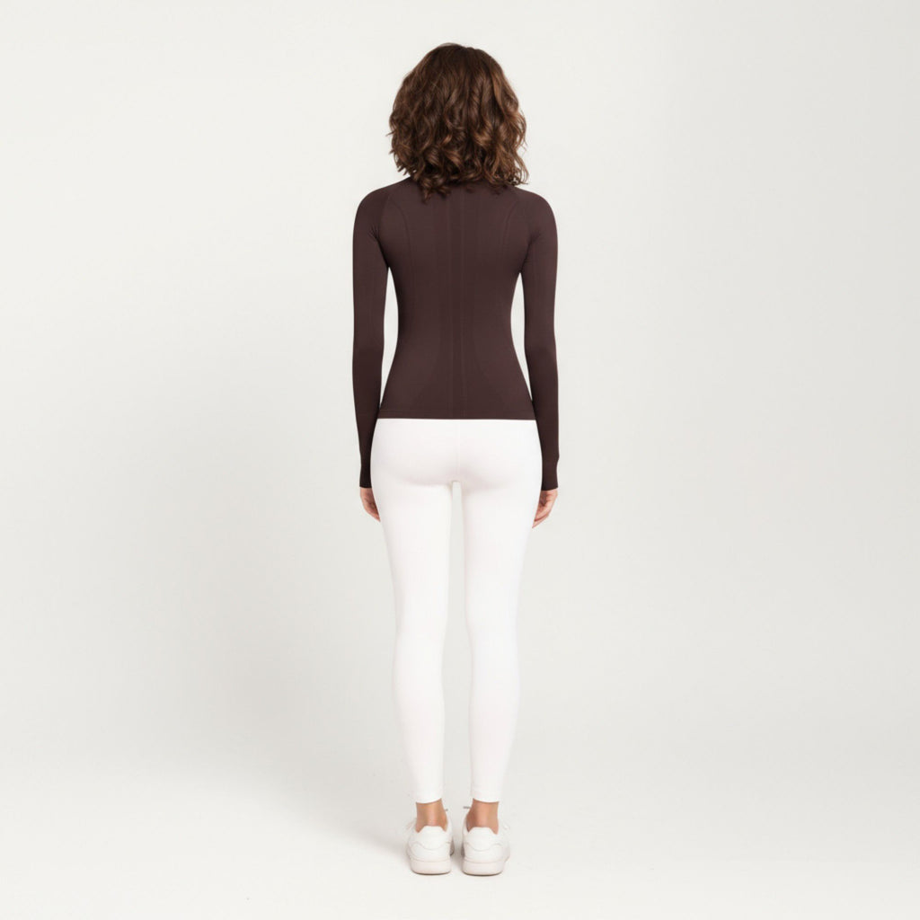 Anna-Kaci Active Women's Seamless Long Sleeve Fitted Top with Thumbhole Cuffs and Crew Neck