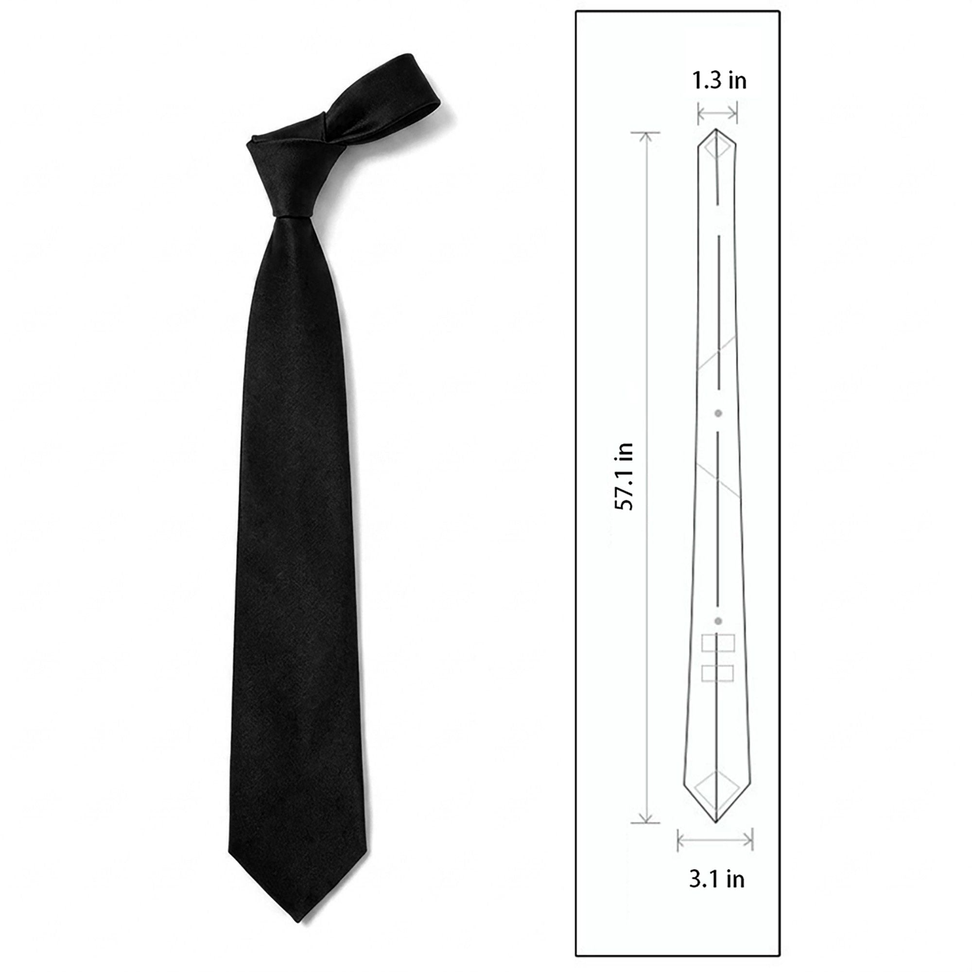 Men's Solid Smooth Finish Tie Classic Necktie 57 Inch Length 3.1 Inch Width Formal Business Accessory