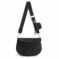 Grid Padded Saddle Crossbody Bag with Detachable Mini Pouch and Adjustable Wide Shoulder Strap 10.2x4.5x8.3in