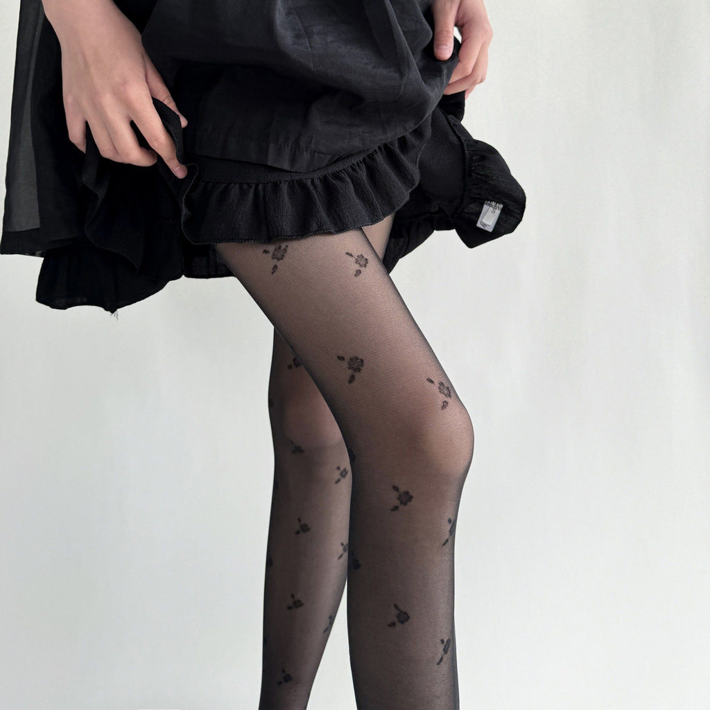 Anna-Kaci Women's 2-Piece Set Sheer Cherry Pattern Tights with Soft Stretchy Knit, Delicate Allover Motif, and Lightweight Feel