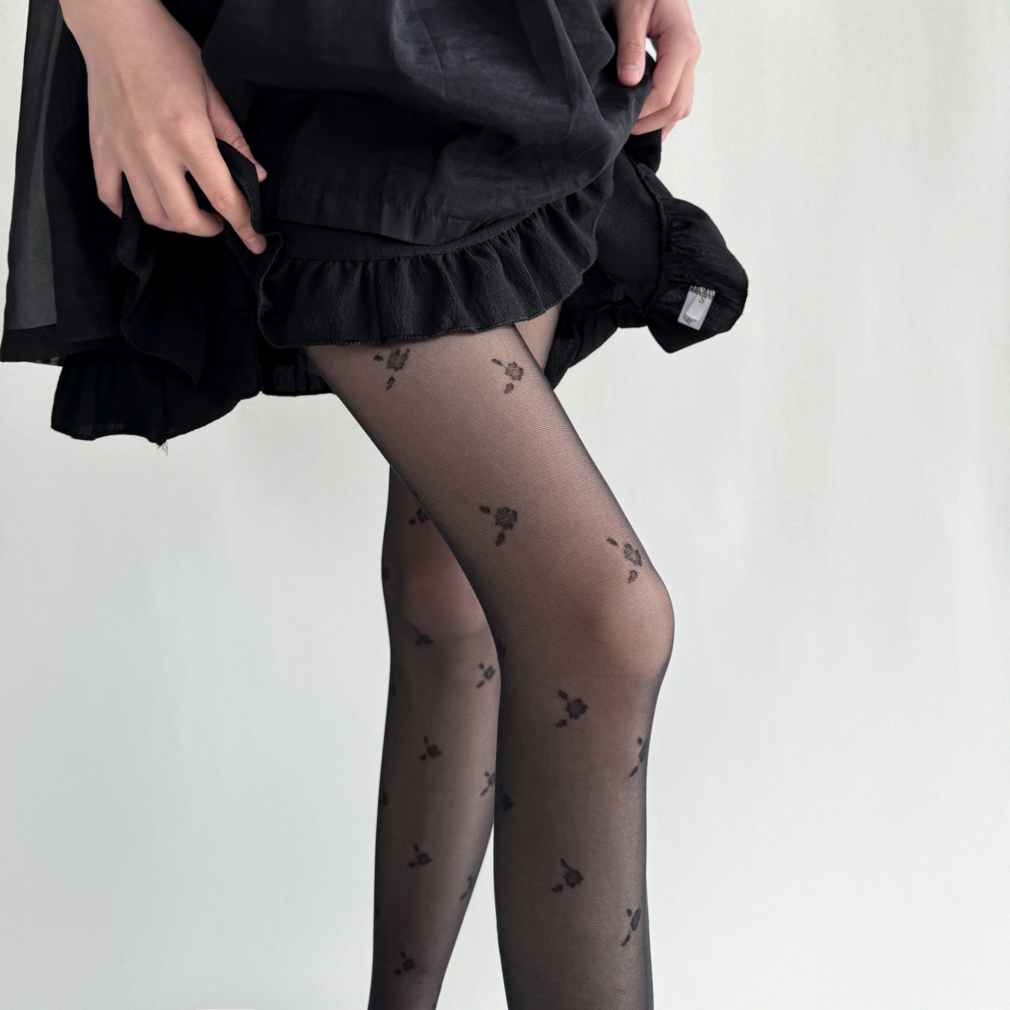 Anna-Kaci Women's 2-Piece Set Sheer Cherry Pattern Tights with Soft Stretchy Knit, Delicate Allover Motif, and Lightweight Feel