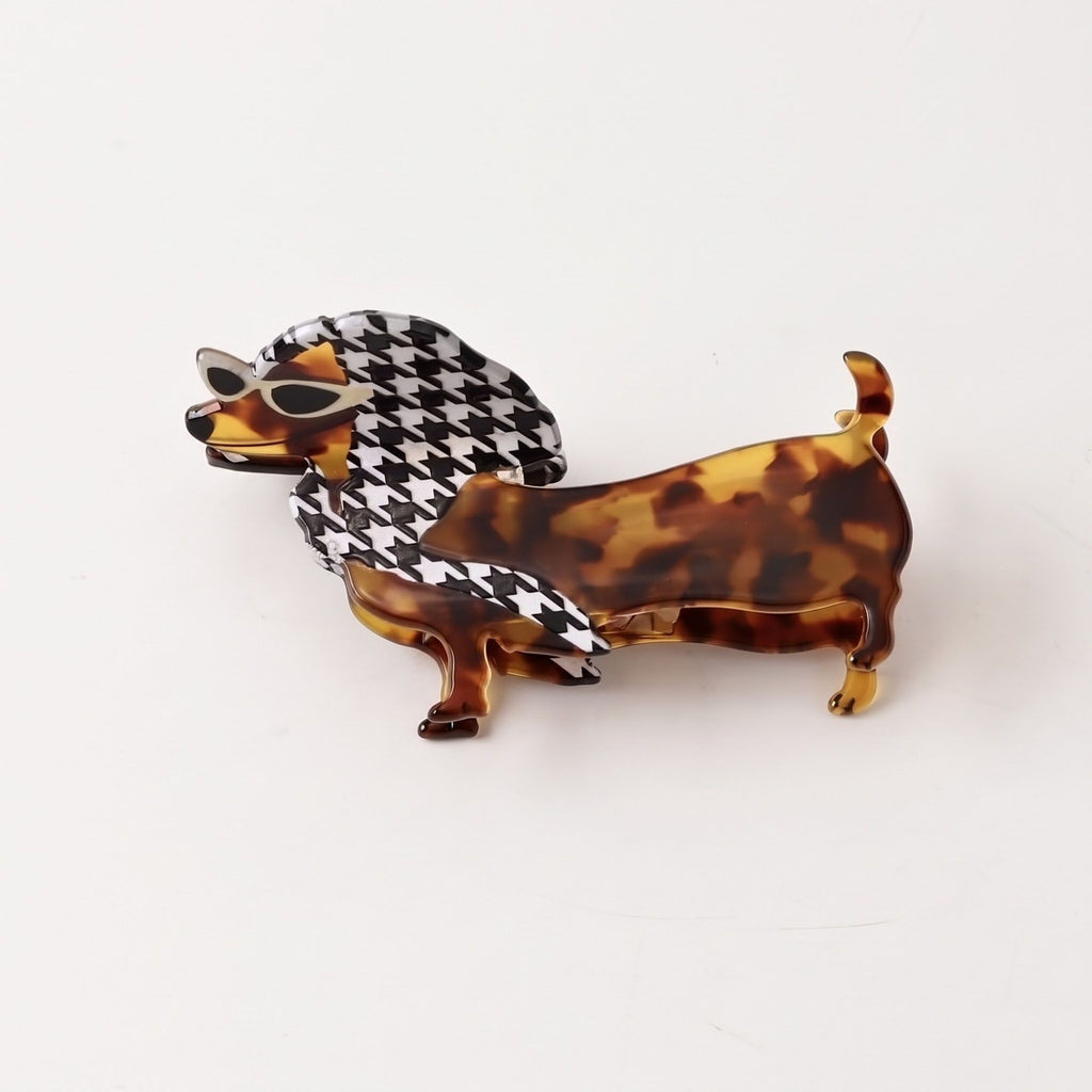 3pc Dachshund Dog Hair Claw Clip Set Tortoiseshell Pattern Hair Accessories