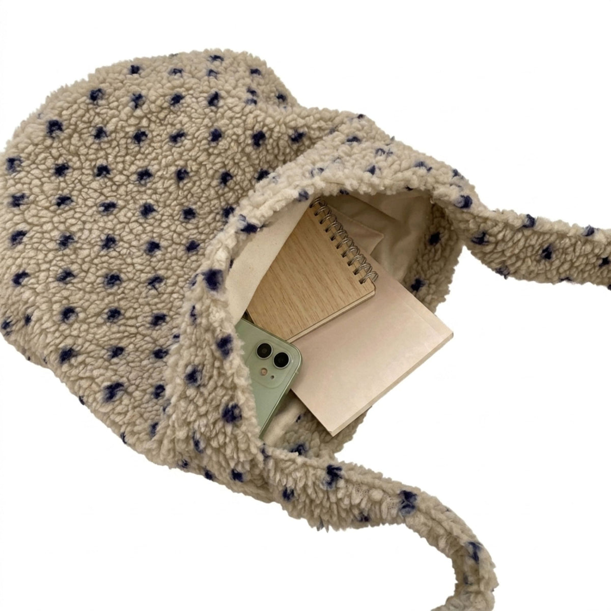 Fuzzy Shoulder Bag Soft Textured Tote Purse with Magnetic Closure