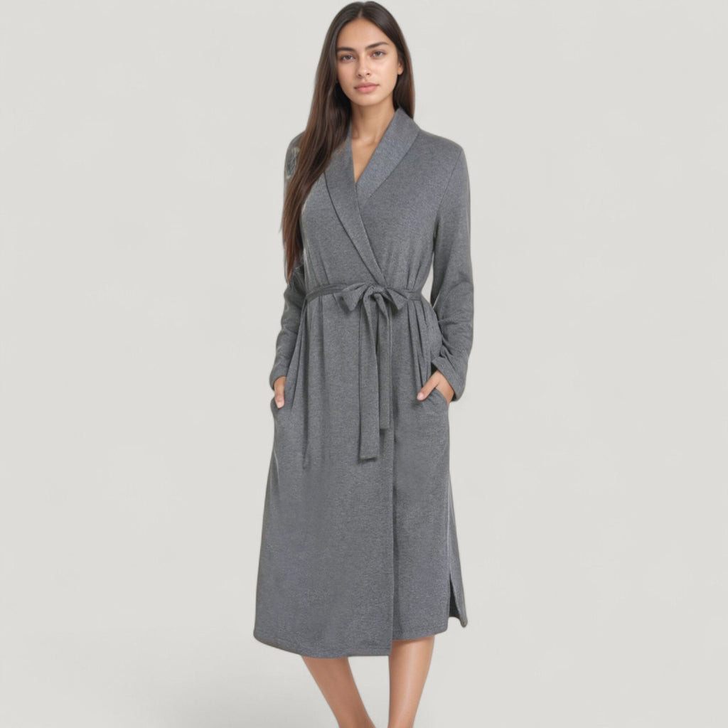 Anna-Kaci Lounge Women's Long Sleeve Wrap Robe with Waist Tie and Side Slits