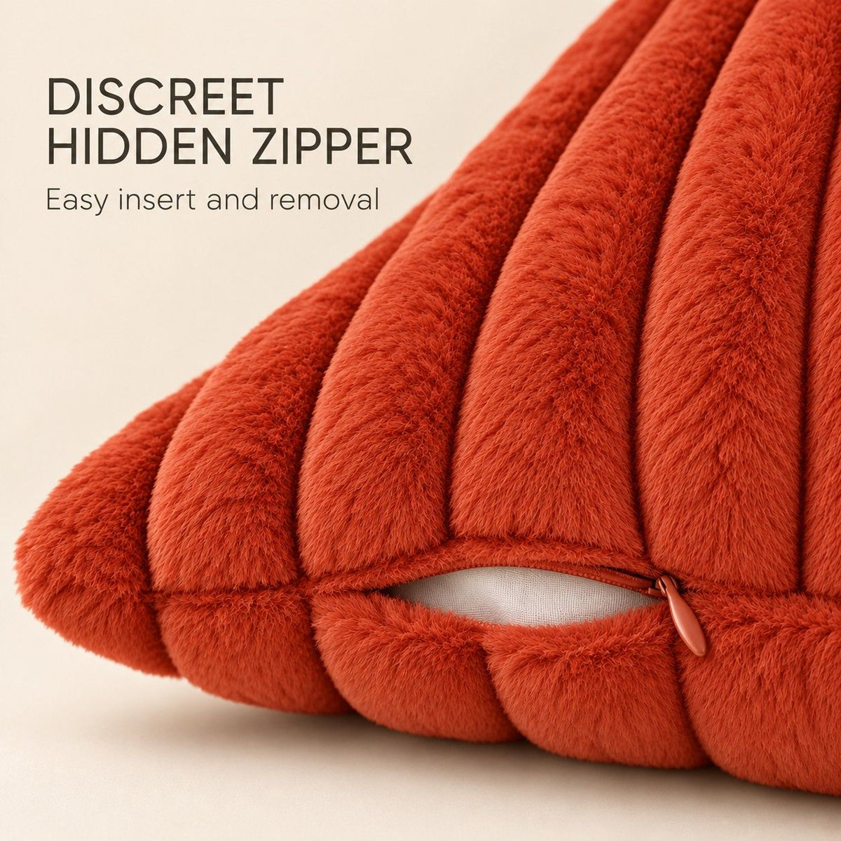Double Sided Plush Corduroy Throw Pillow Cover 18 x 18 Inch Wide Stripe Texture